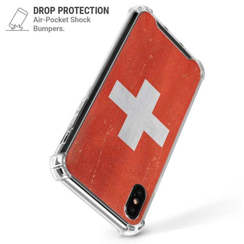 Switzerland Flag Distressed iPhone XS Max Clear Case